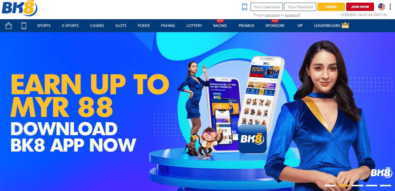 bk8 betting site homepage screen