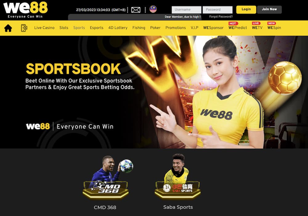 we88 sportsbook caters to Malasian customers