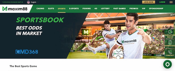 Maxim88 Sportsbook Homepage