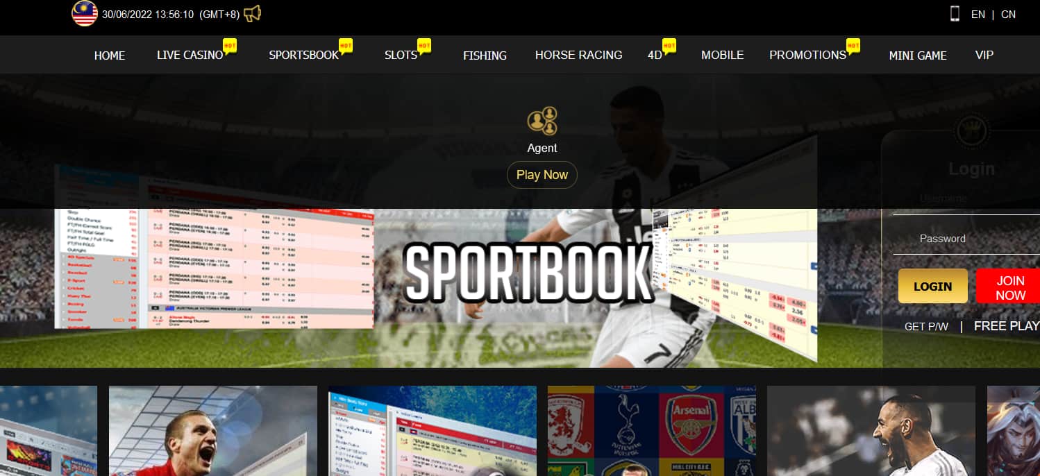 k9win sportsbook - homepage screen