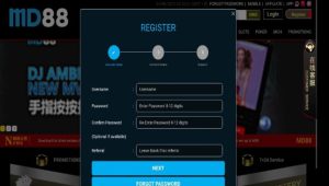 md88 sportsbook - registration page screen