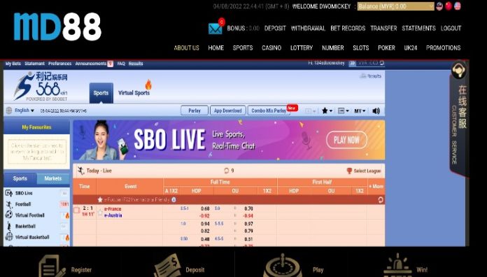 md88 betting site - homepage screen