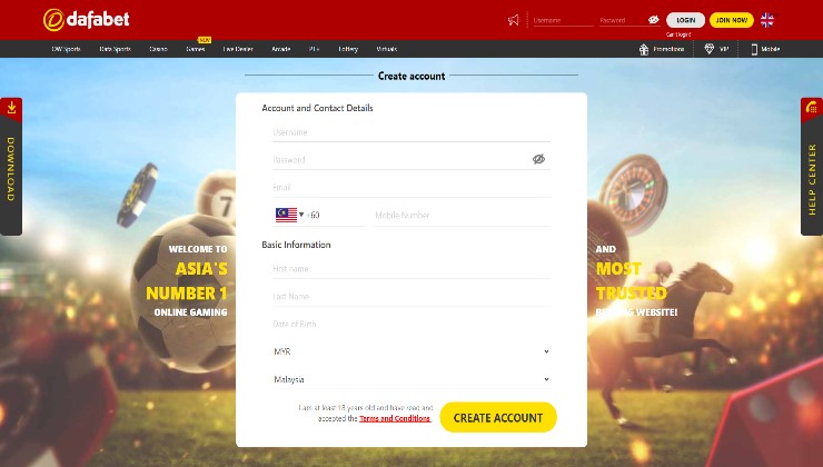 Dafabet online sportsbook account signup